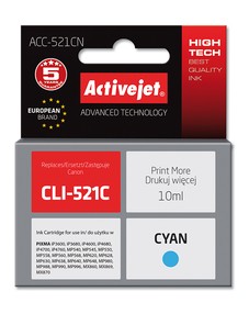 Cartridge Canon CLI-521C modrá (10ml) CHIP ActiveJet ACC-521CN