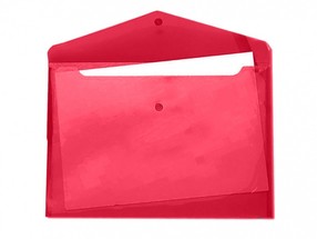 Spisovka na dokumenty A4 ("psaníčko"), průhledná, červená