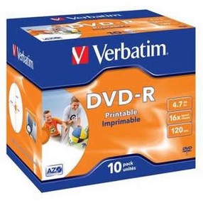 DVD-R 4,7GB Verbatim DLP 16x Printable jewel, ks 