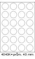 Etikety bílé kulaté prům. 40mm (100 listů) R0100