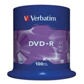 DVD+R 4,7GB Verbatim  DLP 16x, spindl 100 ks, cena za bal