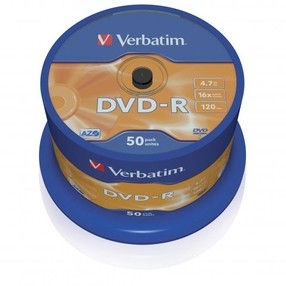 DVD-R 4,7GB Verbatim  DLP 16x, spindl  50 ks, cena za bal.