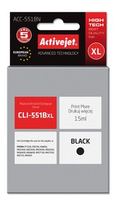 Cartridge Canon CLI-551Bk XL černá (15ml) ActiveJet s čipem ACC-551BN