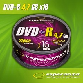 DVD+R 4,7GB Esperanza 16x, spindl 25ks, cena za bal. DOPRODEJ