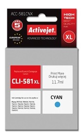 Cartridge Canon CLI-581C XXL modrá (11,7ml) ActiveJet s čipem ACC-581CNX