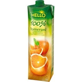 Juice HELLO 100% pomeranč 1 litr (12ks)