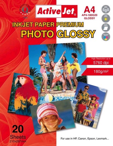 Fotopapír ActiveJet 180g/m2 A4/ 20 listů Premium Photo Glossy AP4-180G20