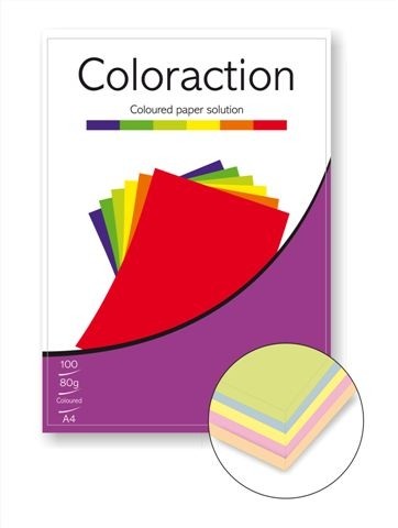 Papír xerogr.bar. mix 5 x 20 listů A4 80g sada pastelových barev Coloraction