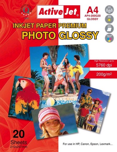 Fotopapír ActiveJet 200g/m2 A4/ 20 listů Premium Photo Glossy AP4-200G20