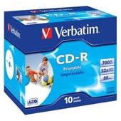 CD-R 700MB Verbatim DLP 52x Printable jewel box, ks