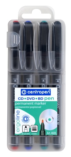 Popisovač Centropen 4606/4 CD-PEN permanent, sada 4 barev