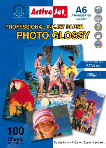 Fotopapír ActiveJet 260g/m2 A6/100 listů Professional Photo Glossy (10x15)cm AP6-260GR100