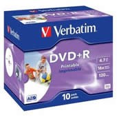 DVD+R 4,7GB Verbatim DLP 16x Printable jewel, ks 