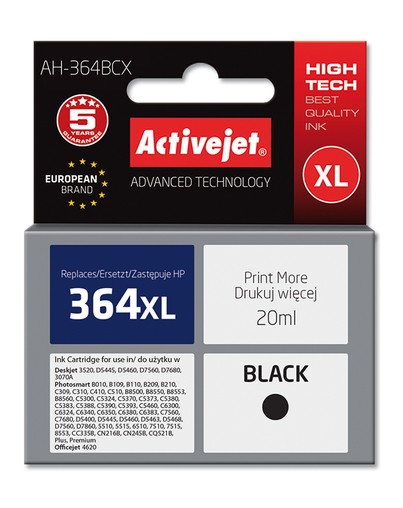 Cartridge HP CN684EE černá č.364XL (20ml) ActiveJet standard new chip AH-364BCX