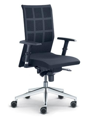 Židle kanc. LD WEB 405-TI černá kůže P100,  hliníkový kříž černý, područky BR 470-N1
