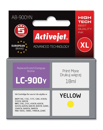 Cartridge Brother LC-900Y žlutá (17,5 ml) ActiveJet AB-900YN