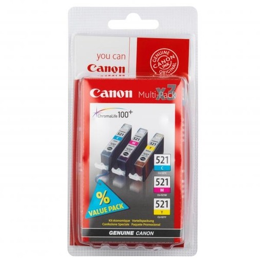 Cartridge Canon CLI-521 3-PACK (červená, modrá, žlutá) orig.
