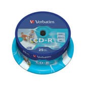 CD-R 700MB Verbatim DLP 52x Printable spindl 25 ks, cena za bal