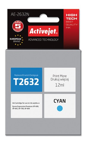 Cartridge EPSON T2632 č.26XL cyan (12 ml) ActiveJet AE-2632N