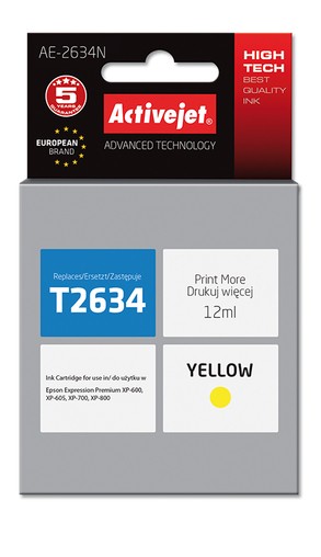 Cartridge EPSON T2634 č.26XL yellow (12 ml) ActiveJet AE-2634N
