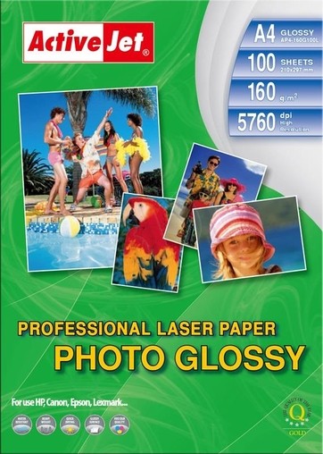Fotopapír ActiveJet 160g/m2 A4/100 listů LASER Professional Photo Glossy  AP4-160G100L