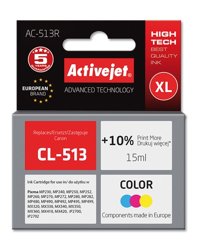 Cartridge Canon CL-513 barevná (15ml) ActiveJet  AC-513R