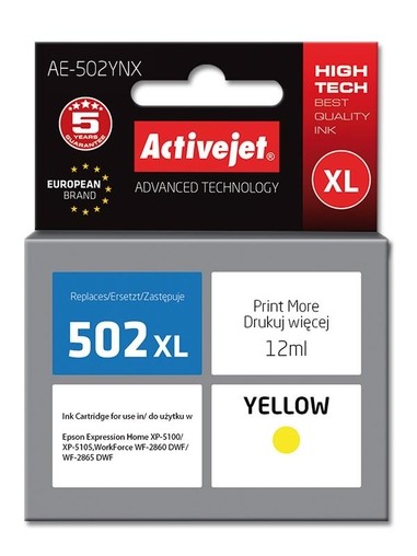Cartridge EPSON 502XL, W44010, žlutá (12 ml) Activejet AE-502YNX