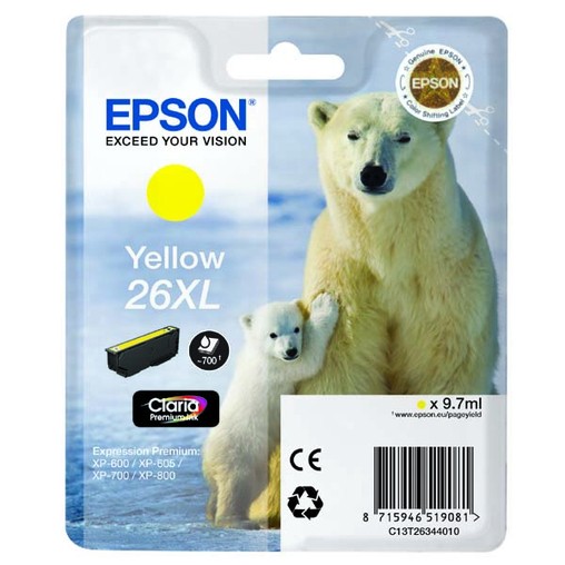 Cartridge EPSON T2634, č.26XL, žlutá (9,7 ml) orig.