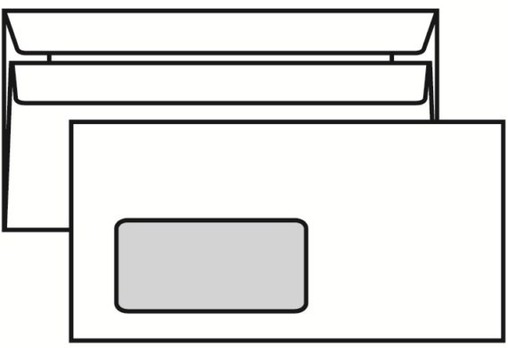 Obálka DL s oknem VLEVO samolepící (1000ks) bílá 