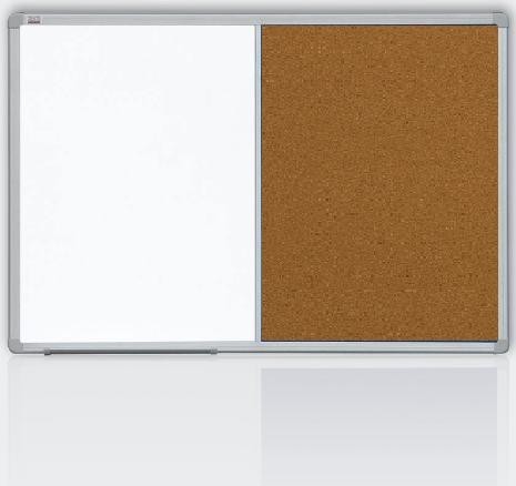 Tabule kombinovaná  60*90, korek/bílá tabule, hliníkový rám