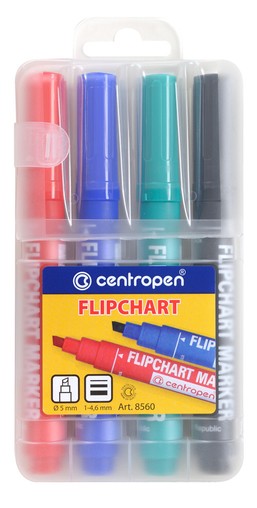 Značkovač Centropen 8560/4 flipchart na papír, sada 4 barev